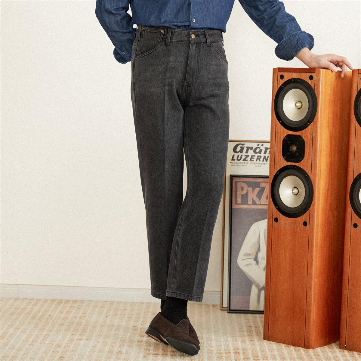 Men's Straight Casual Pants Fashion Cropped Jeans - WOMONA.COM