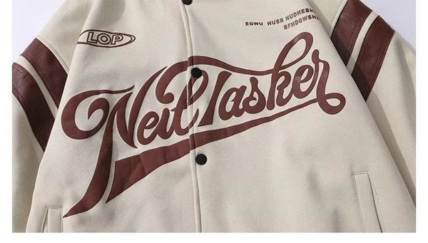 Baseball Uniform Jacket Loose Letters Men And Women Couple Jackets - WOMONA.COM