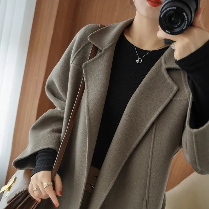 Double-sided Wool Overcoat Women's Long Below The Knee Loose Plus Size