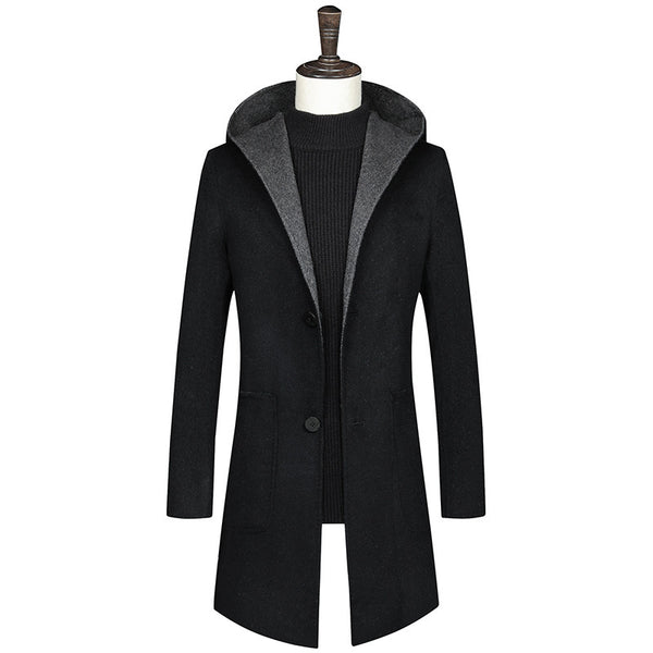 hooded wool coat - WOMONA.COM