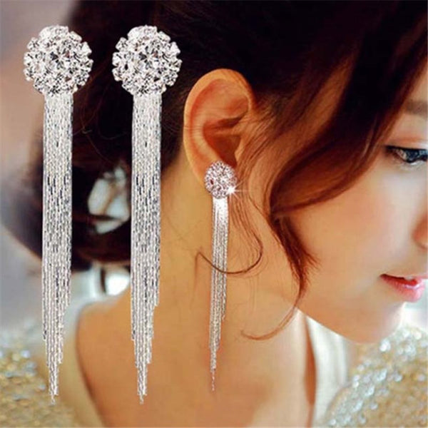 Crystal tassel earrings - WOMONA.COM