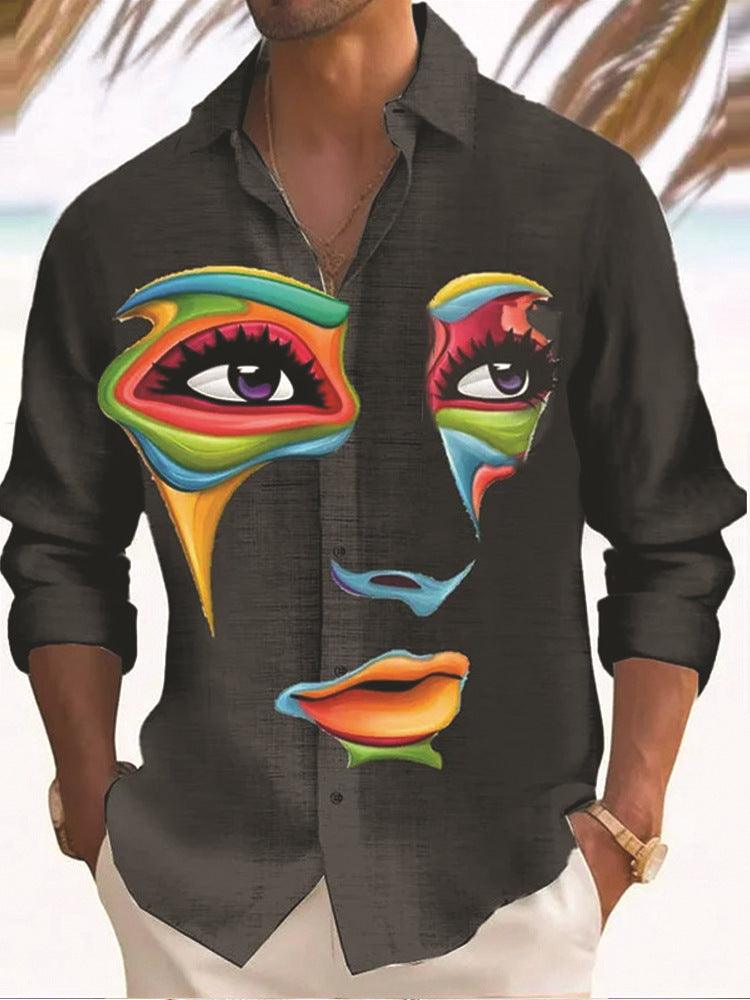 3D Digital Printing Men's Long-sleeved Shirt - WOMONA.COM