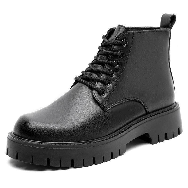 Thick Bottom 6 Holes British Style Warm High-top Leather Boots - WOMONA.COM