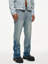 Flame Patch Flared Jeans For Men - WOMONA.COM