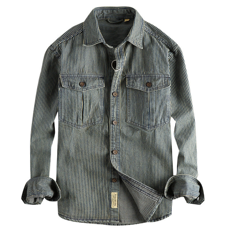 Washed Vintage Denim Shirt For Men