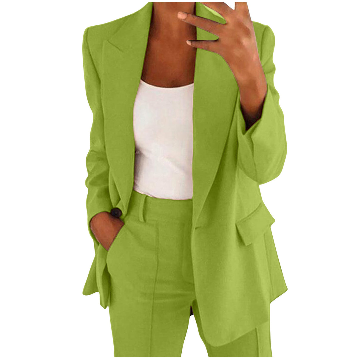 Women's lapel blazer and straight-leg pants set