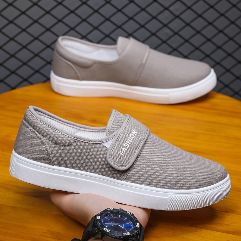 Canvas Flat Shoes Men Velcro Casual Sneakers - WOMONA.COM