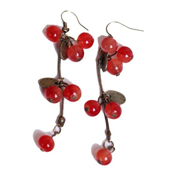 Small cherry pendant earrings - WOMONA.COM