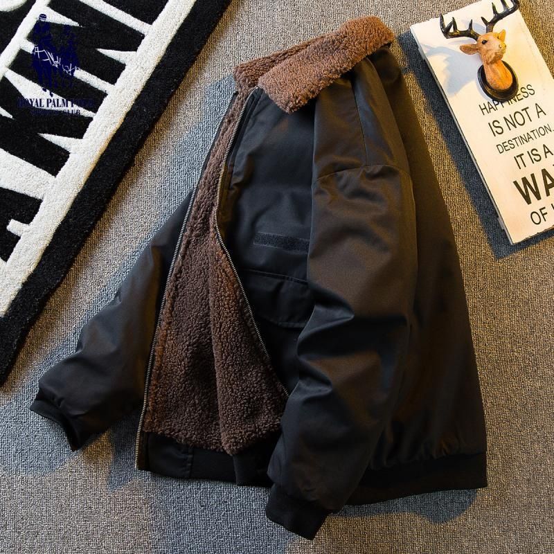 Fleece-lined Padded Lapel Jacket - WOMONA.COM