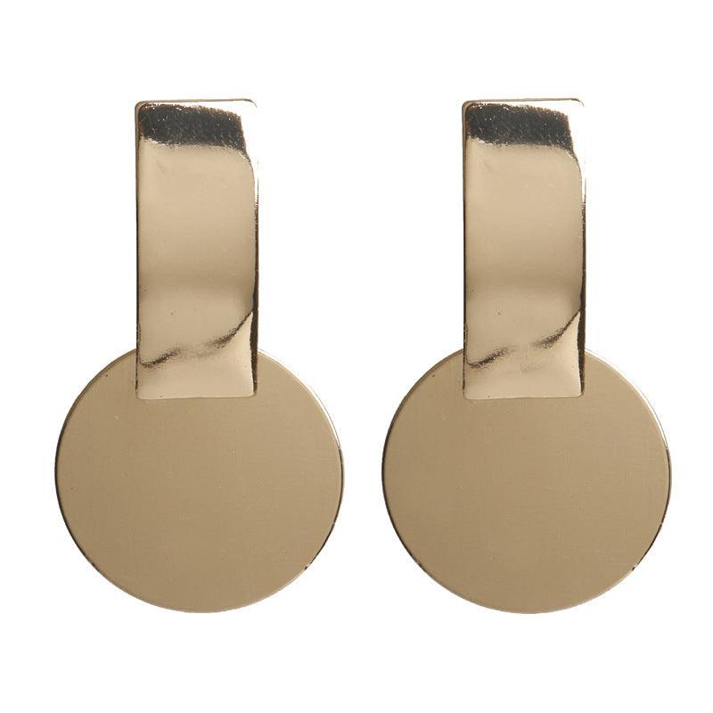 Metal long round earrings - WOMONA.COM