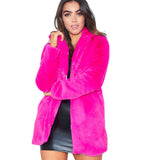 Faux Fur Coat Women Long Sleeve Warm Thick Wave Jackets - WOMONA.COM