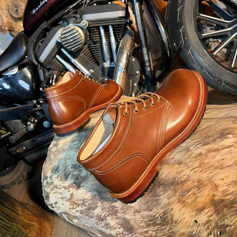 Retro GOOD YEAR Craft Black Motorcycle Handmade Boots