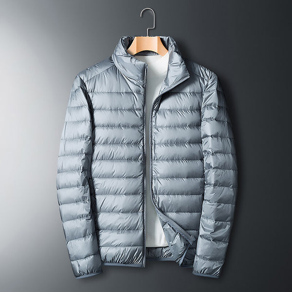 Men's Stand Collar Lightweight Feather Cotton Jacket - WOMONA.COM