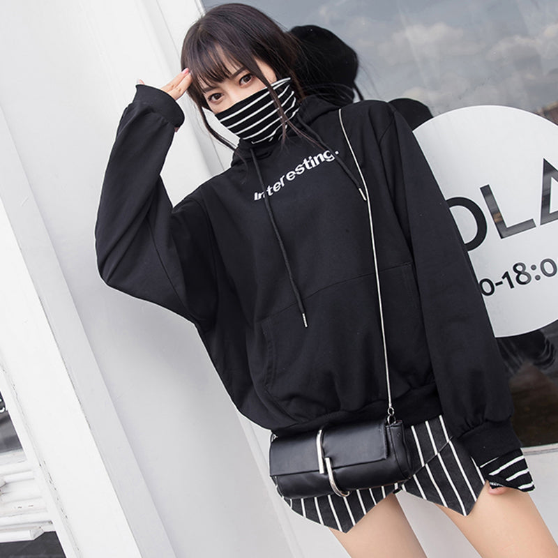 Harajuku striped turtleneck hoodies women - WOMONA.COM