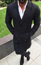 Men Long Trench Coat - WOMONA.COM