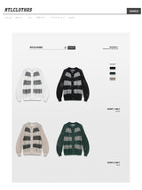 Contrast Color Striped Hollow Knitted Sweater Coat Ins - WOMONA.COM