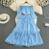 Women's Temperament Leisure Ruffled Chiffon Dress - WOMONA.COM