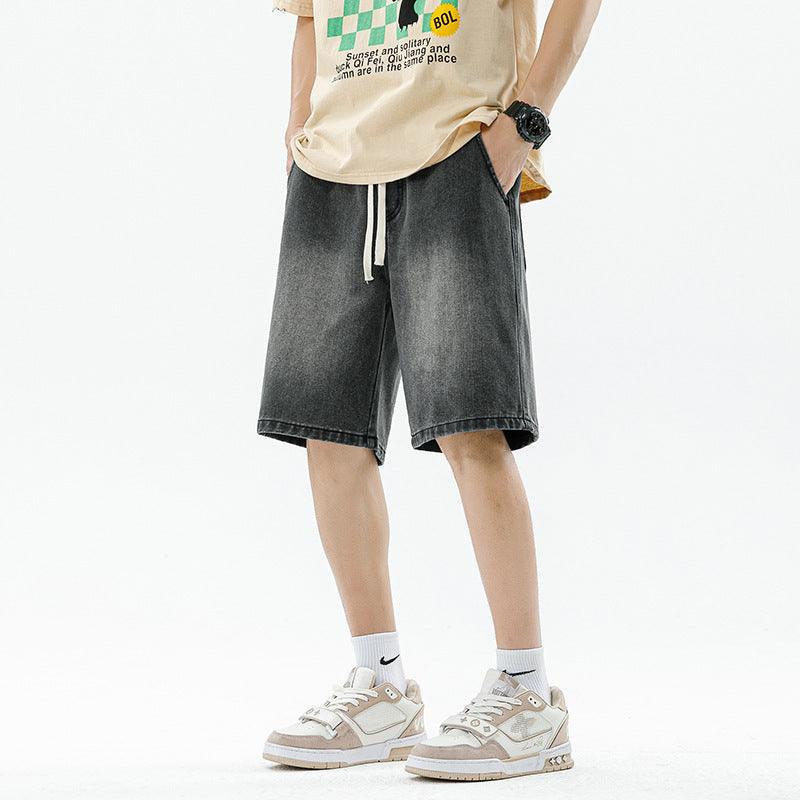 Men's Light Color Retro Straight Denim Shorts - WOMONA.COM