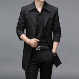 Spring And Autumn Men's Long Windbreaker High Quality Button Fashion Windbreaker Jacket Plus Size