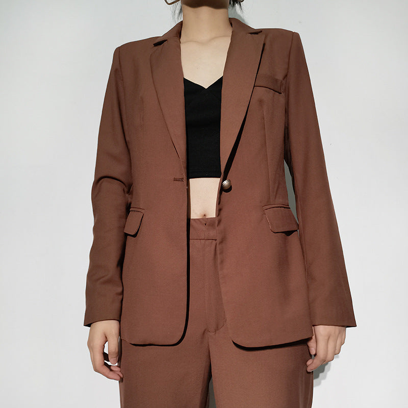 High Waist Slim Straight Pants Fashion Suit - WOMONA.COM