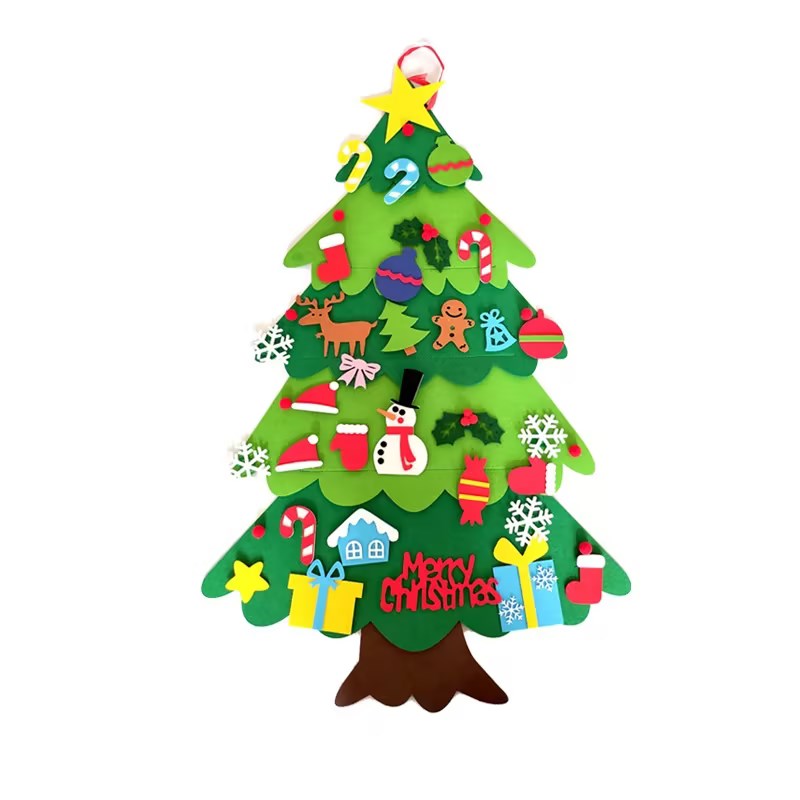 Children's DIY felt Christmas tree with lights - WOMONA.COM