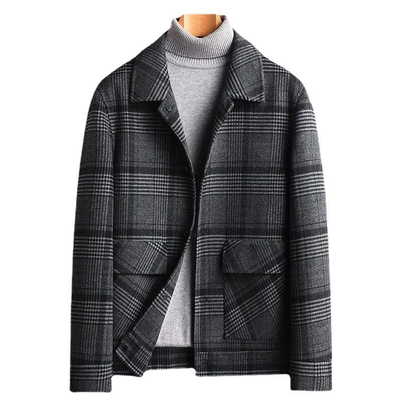 Men's Short Woolen Coat Warm Lapel