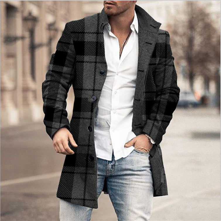 Stand Collar Mid-length Pocket Casual Coat - WOMONA.COM