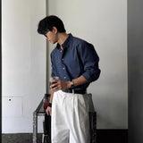 Spring And Autumn Loose Long-sleeved Shirt For Men