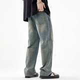 Men's American-style Retro Wide Leg Ripped Jeans - WOMONA.COM