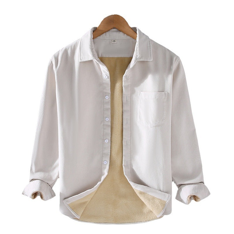 Men's Square Collar Cotton Corduroy Padded Shirt Men