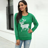 Fawn jacquard christmas sweater - WOMONA.COM