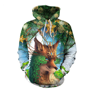 Digital Printing Hooded Polyester Sweater Pullover Plus Size - WOMONA.COM