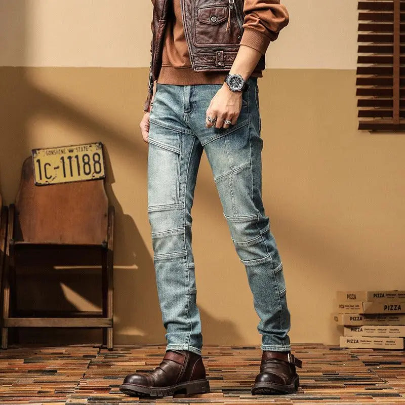 High Quality Stretch Blue Denim Trousers - WOMONA.COM