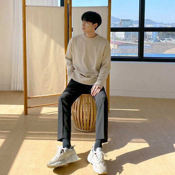 Korean Men's Round Neck Sweater Autumn And Winter