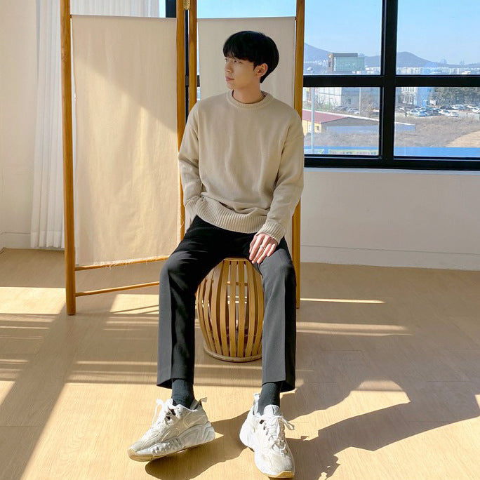 Korean Men's Round Neck Sweater Autumn And Winter - WOMONA.COM