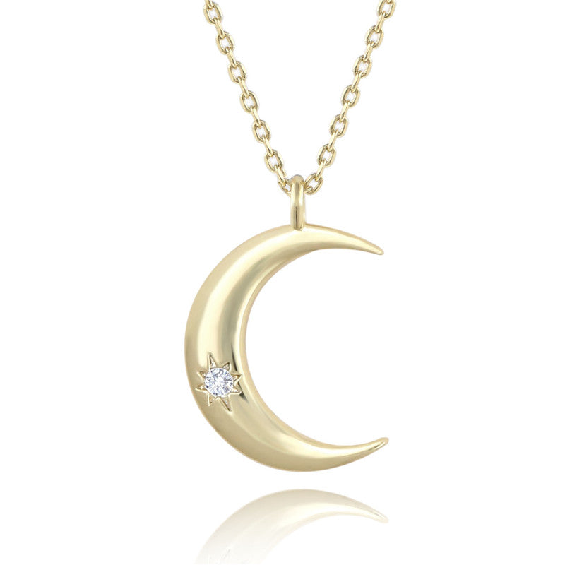 Crescent Zircon Necklace - WOMONA.COM