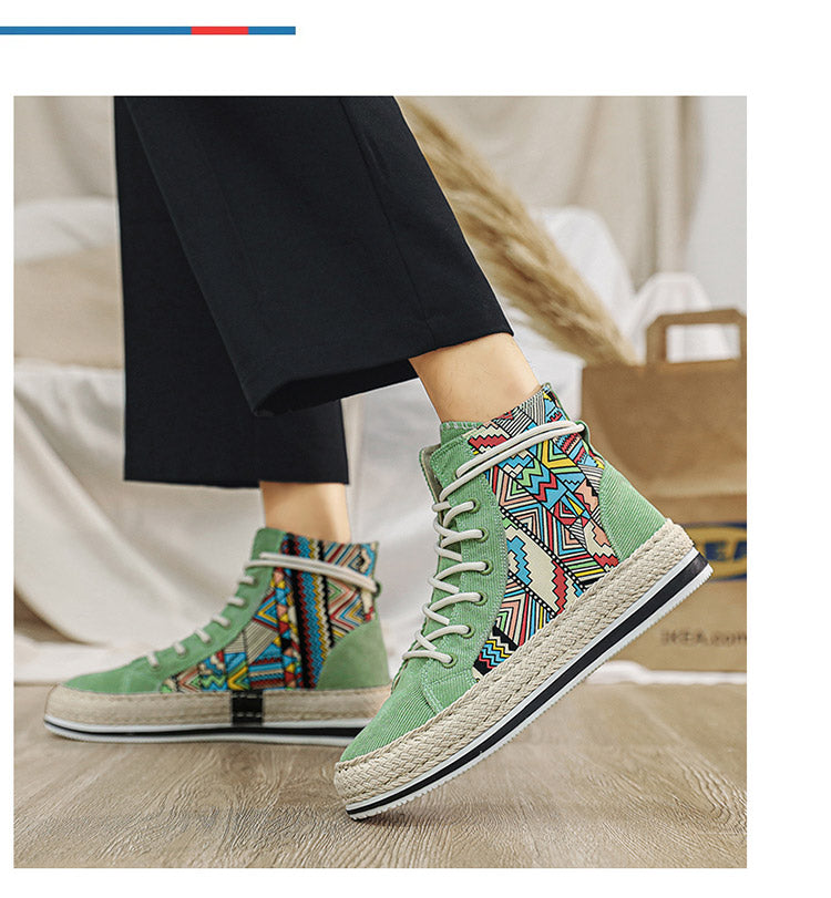 High-top Canvas Casual Board Shoes - WOMONA.COM