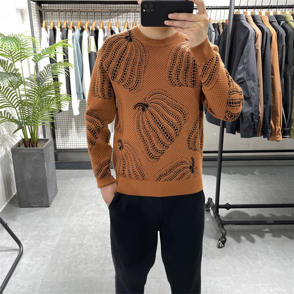 Winter New Pumpkin Jacquard Slim-fitting Sweater - WOMONA.COM