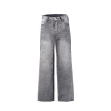 Retro Washed Smoky Gray Jeans Men And Women Loose