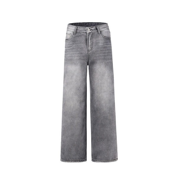 Retro Washed Smoky Gray Jeans Men And Women Loose