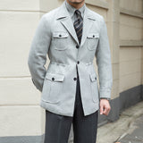 Vintage Cotton Linen Slim-fit Cargo Jacket - WOMONA.COM