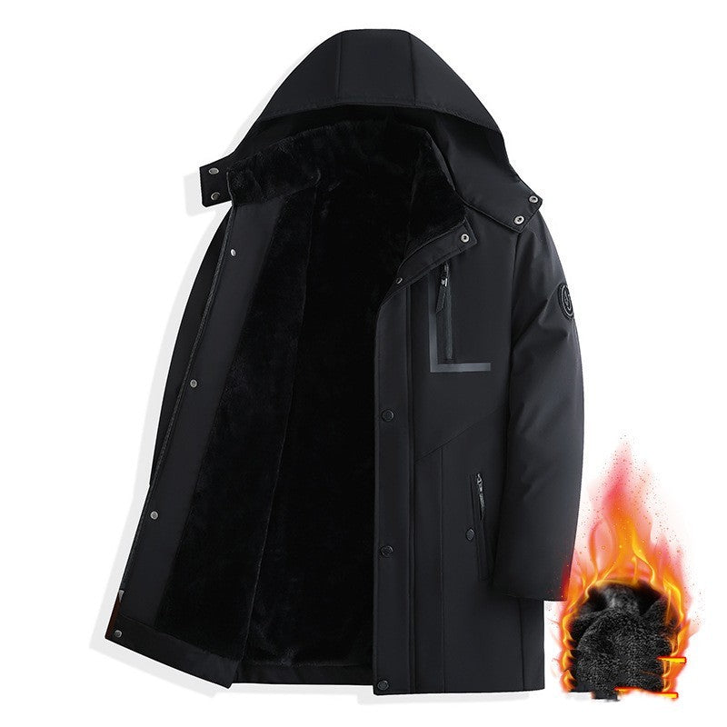 Men's Coat Winter Thick Cotton Clothing Removable Hat - WOMONA.COM