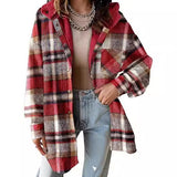 Women Flannel Plaid Jacket Long Sleeve Autumn