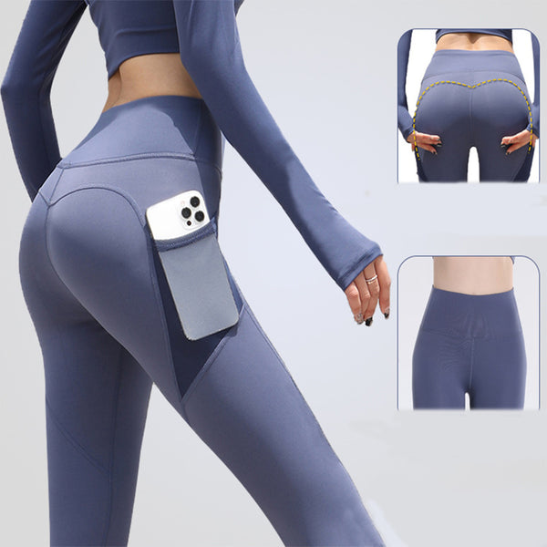 Gym Sport Seamless Leggings With Pockets Push Up High Waist Pants - WOMONA.COM