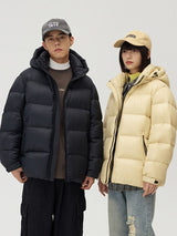 Couple Winter New Windproof Coat Solid Color Hooded - WOMONA.COM