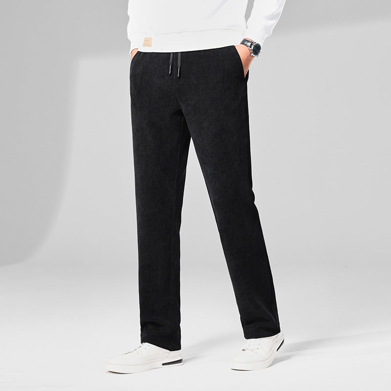 Men's straight-leg corduroy pants with velvet-lined option in black, dark gray and khaki – photo 1 of 7