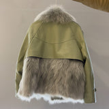 Women's Fashion Personality Stitching Fur Coat