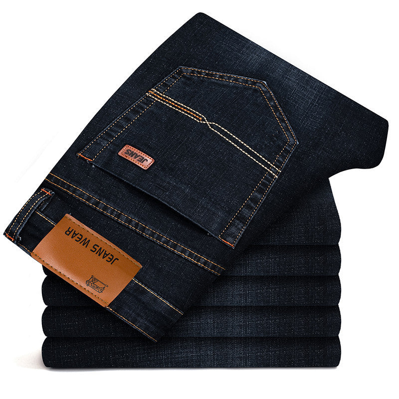 Men's Stretch Slim Straight Business Casual Jeans - WOMONA.COM