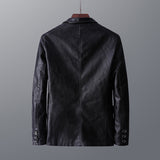 Leather Men's Autumn And Winter Jacket Thin Lapel - WOMONA.COM