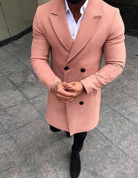 Men Long Trench Coat - WOMONA.COM